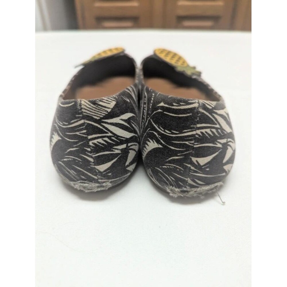 Tory Burch Pineapple Canvas Ballet Flats Black White Fun Size 6.5 - Picture 5 of 6